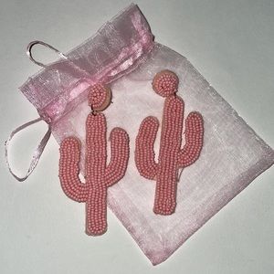 New beaded pink cactus earrings